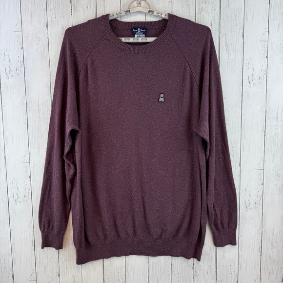 Psycho Bunny Purple Marl Cotton-Cashmere Lightweight Crew Sweater Size XL Tall - Picture 1 of 16